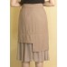 Calf Length Two Fabric Asymmetric Skirt